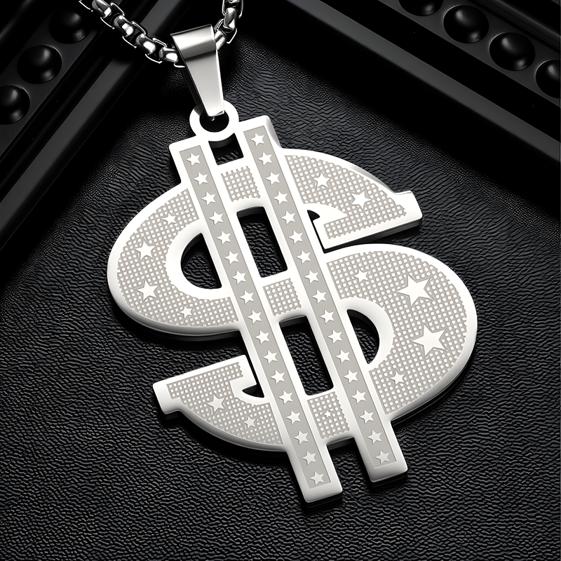 Men's Dollar Sign Pendant Necklace, Trendy Design